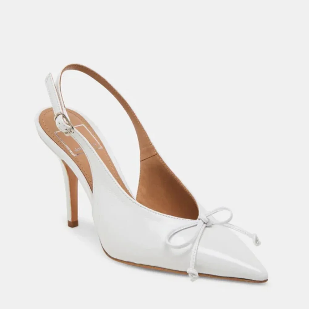 Dolce Vita Geena Bone White Leather Sling Back Heels -NWOT